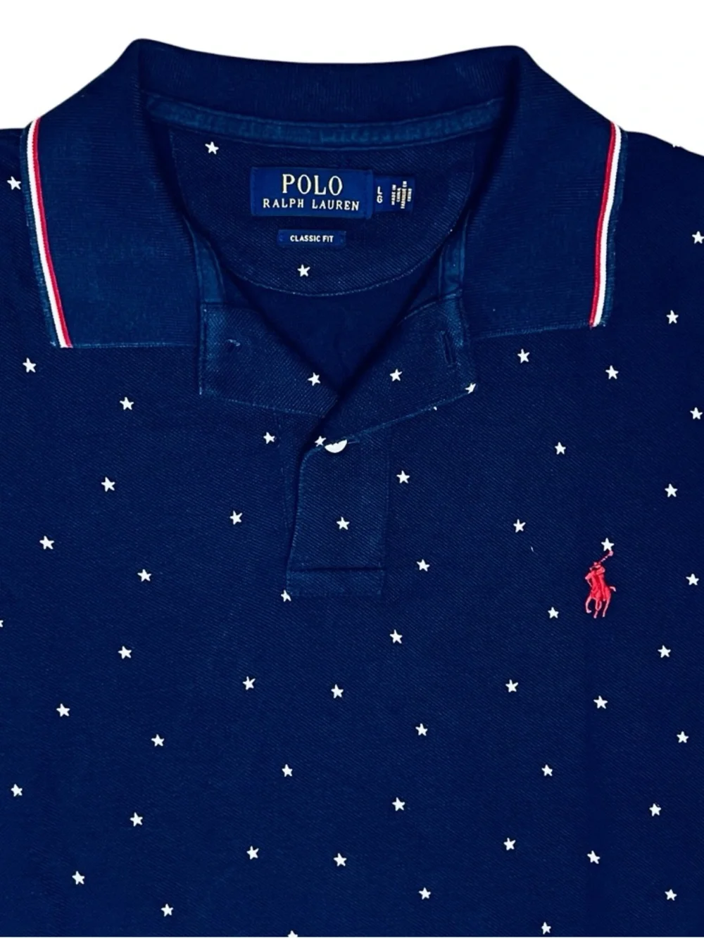 Polo Ralph Lauren Lot/2 Big Pony Polo Striped & Stars Shirt Men’s Classic Fit L